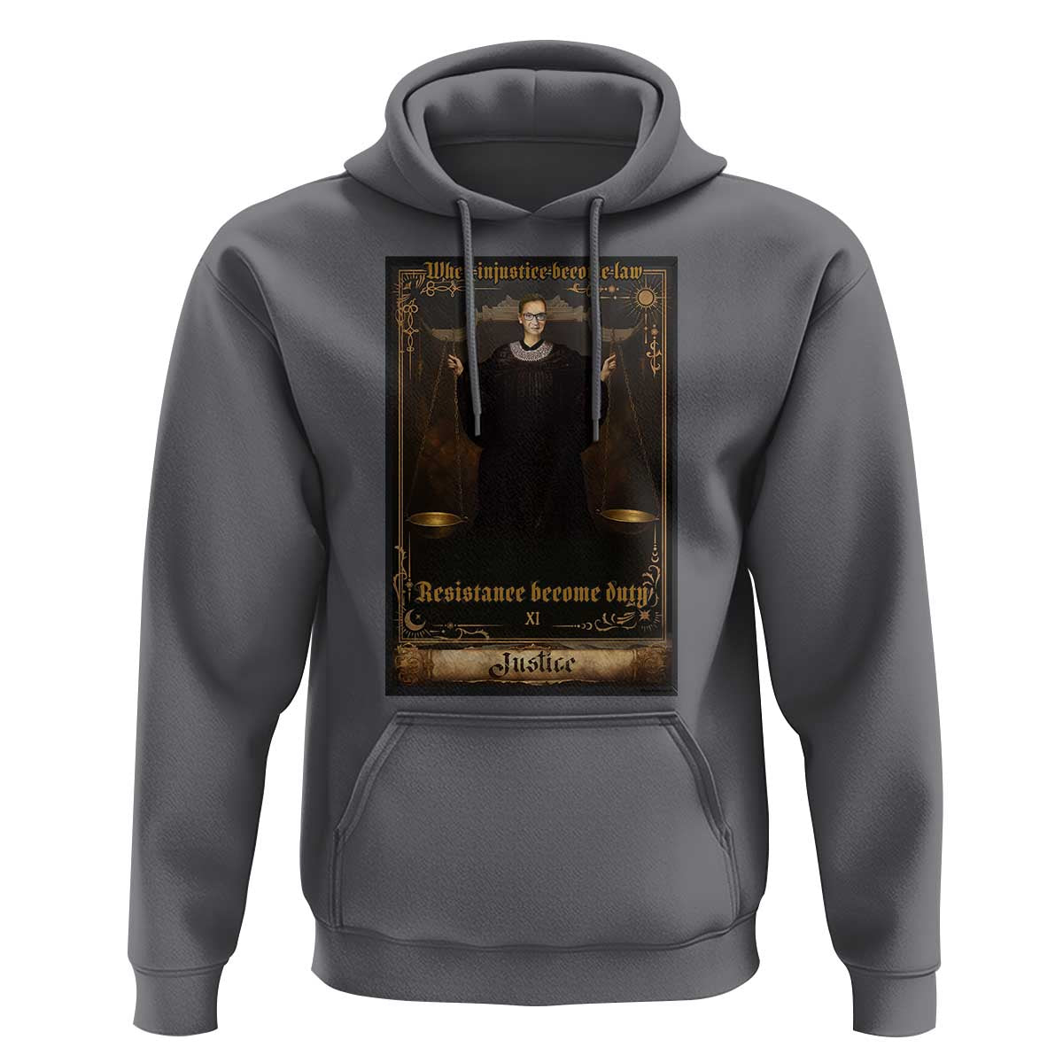 Tarot Card RBG Hoodie When Injustice Becomes Law Resistance Becomes Duty - Wonder Print Shop