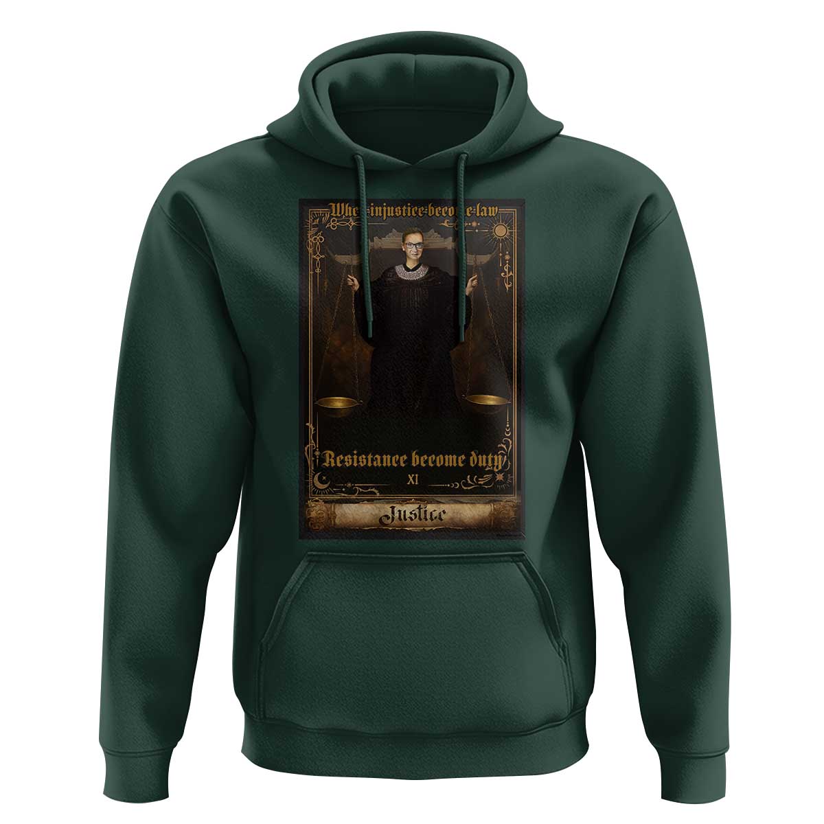 Tarot Card RBG Hoodie When Injustice Becomes Law Resistance Becomes Duty - Wonder Print Shop