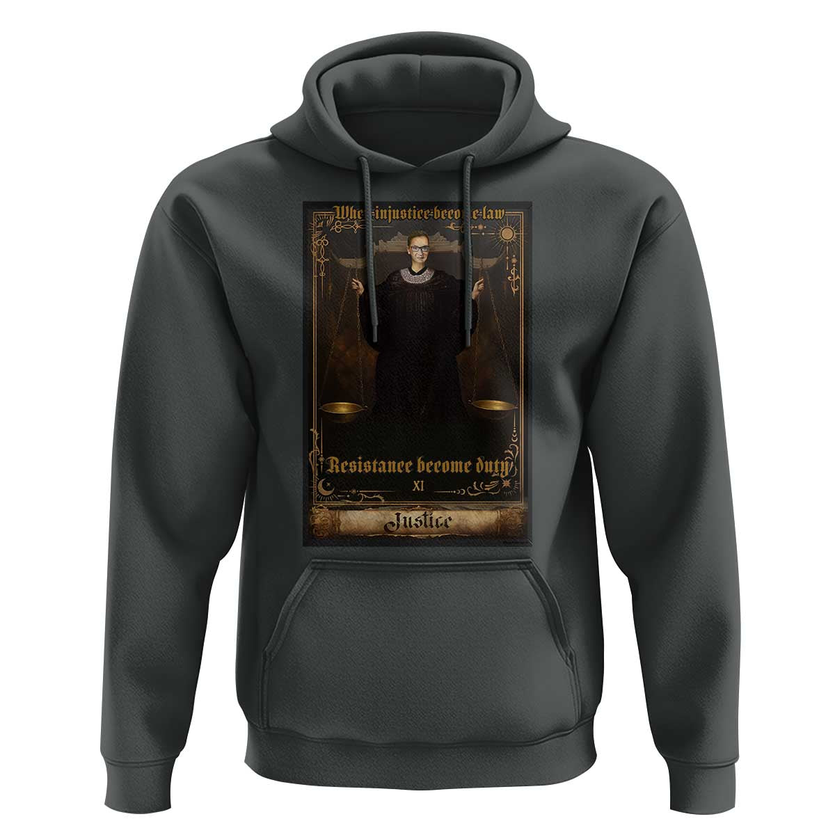 Tarot Card RBG Hoodie When Injustice Becomes Law Resistance Becomes Duty - Wonder Print Shop
