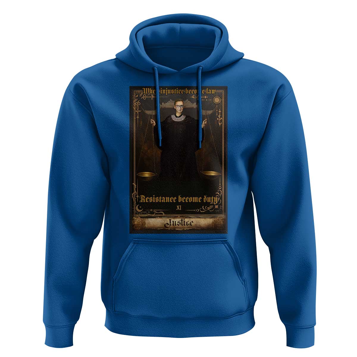 Tarot Card RBG Hoodie When Injustice Becomes Law Resistance Becomes Duty - Wonder Print Shop