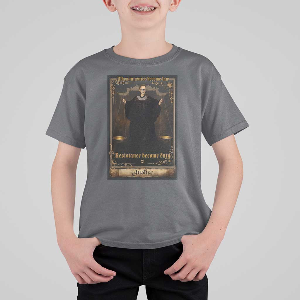 Tarot Card RBG T Shirt For Kid When Injustice Becomes Law Resistance Becomes Duty - Wonder Print Shop