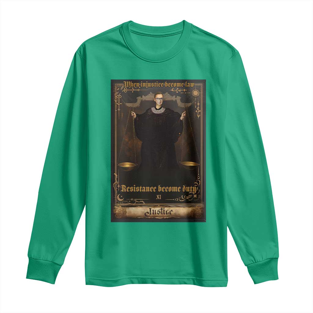 Tarot Card RBG Long Sleeve Shirt When Injustice Becomes Law Resistance Becomes Duty - Wonder Print Shop