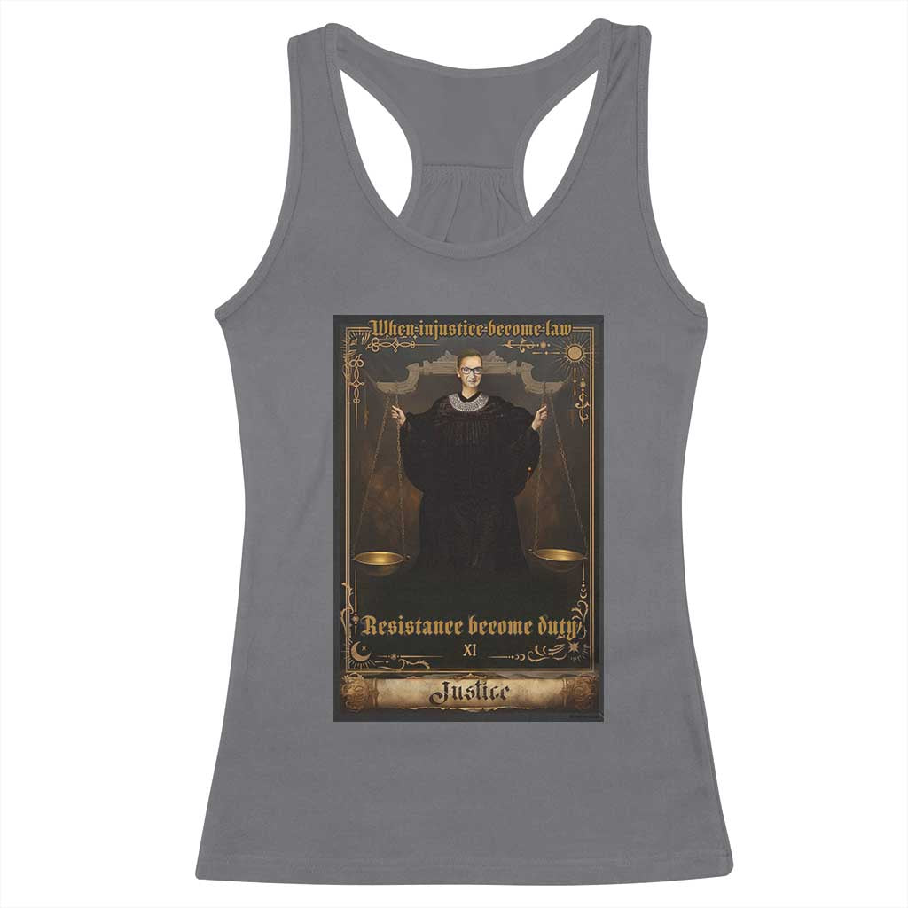 Tarot Card RBG Racerback Tank Top When Injustice Becomes Law Resistance Becomes Duty - Wonder Print Shop