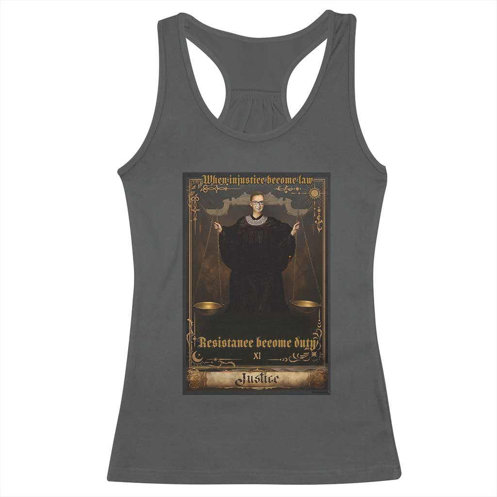 Tarot Card RBG Racerback Tank Top When Injustice Becomes Law Resistance Becomes Duty - Wonder Print Shop