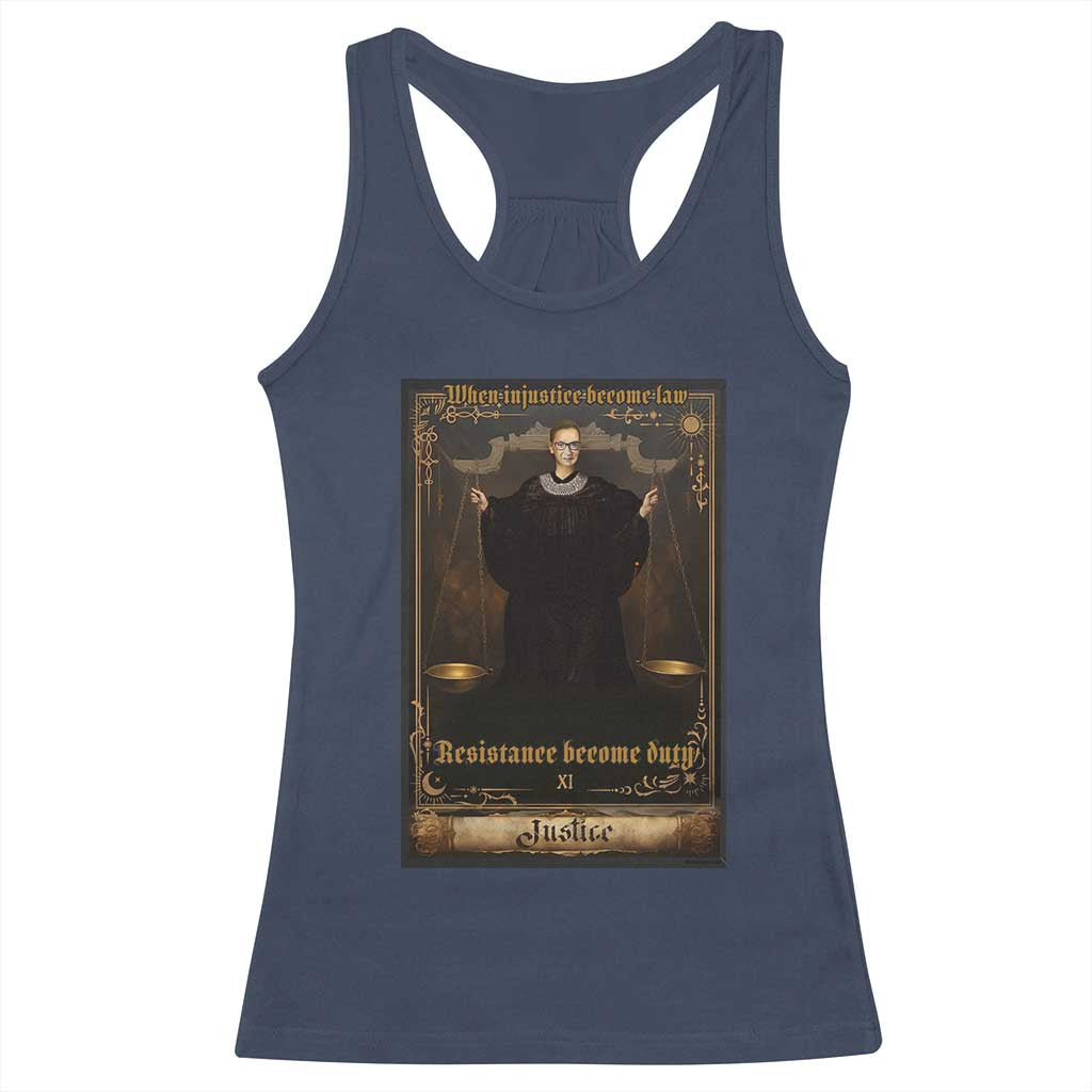 Tarot Card RBG Racerback Tank Top When Injustice Becomes Law Resistance Becomes Duty - Wonder Print Shop
