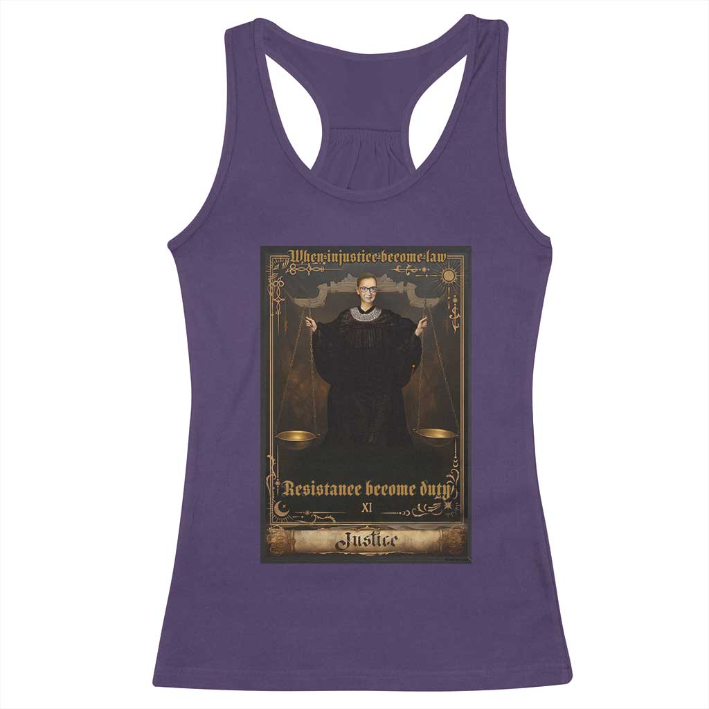 Tarot Card RBG Racerback Tank Top When Injustice Becomes Law Resistance Becomes Duty - Wonder Print Shop
