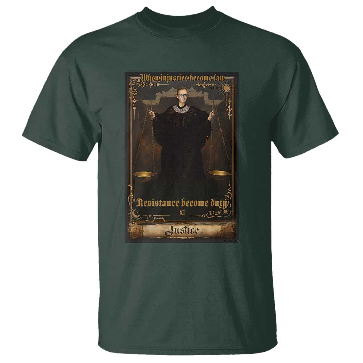 Tarot Card RBG T Shirt When Injustice Becomes Law Resistance Becomes Duty - Wonder Print Shop