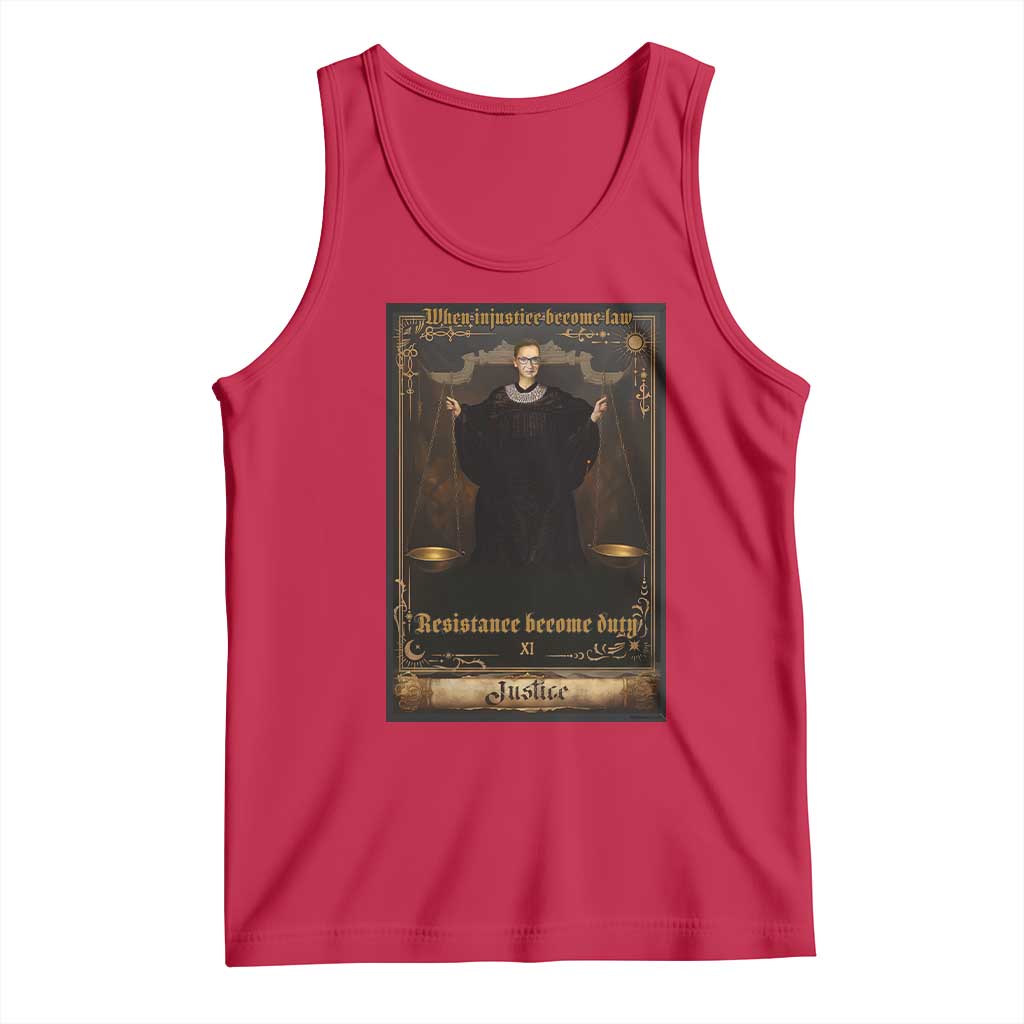 Tarot Card RBG Tank Top When Injustice Becomes Law Resistance Becomes Duty - Wonder Print Shop