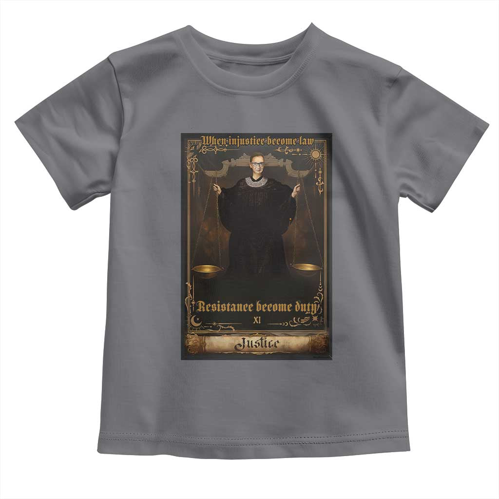 Tarot Card RBG Toddler T Shirt When Injustice Becomes Law Resistance Becomes Duty - Wonder Print Shop