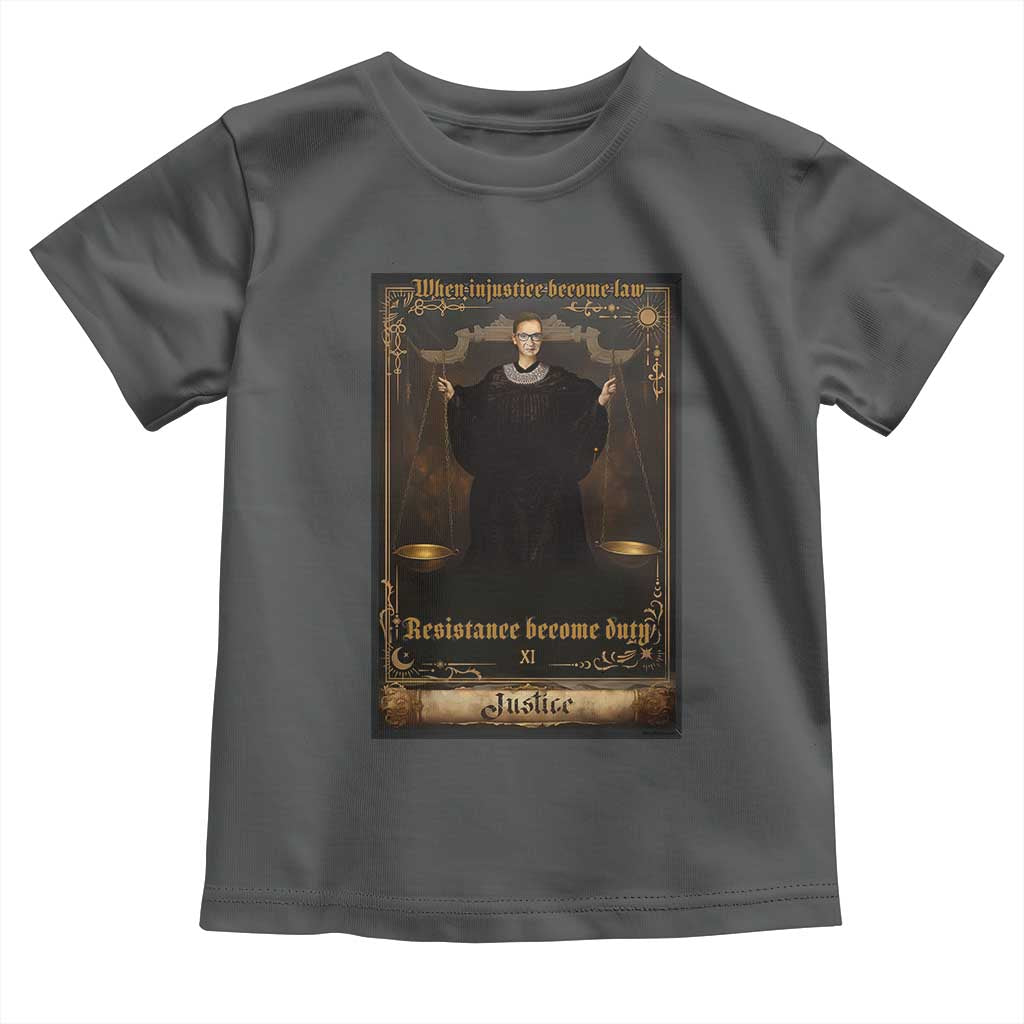 Tarot Card RBG Toddler T Shirt When Injustice Becomes Law Resistance Becomes Duty - Wonder Print Shop