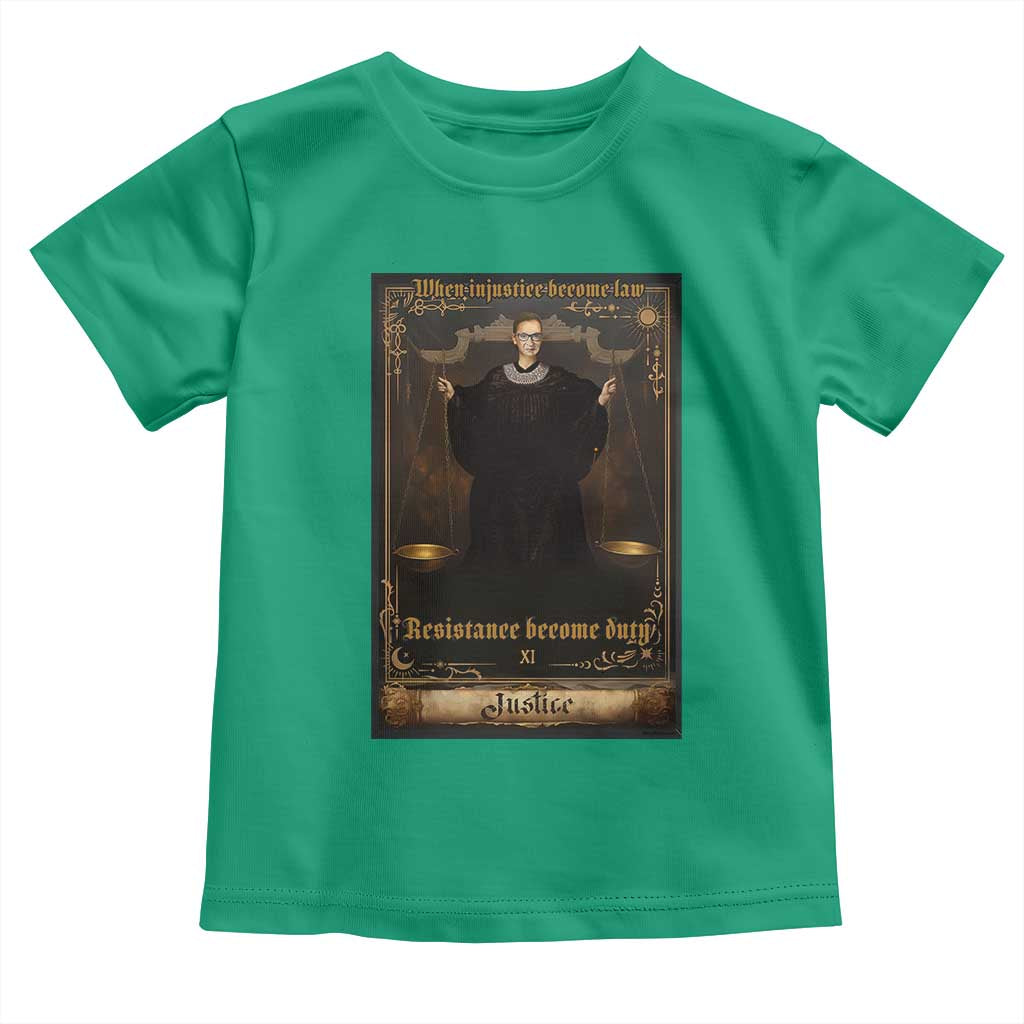 Tarot Card RBG Toddler T Shirt When Injustice Becomes Law Resistance Becomes Duty - Wonder Print Shop