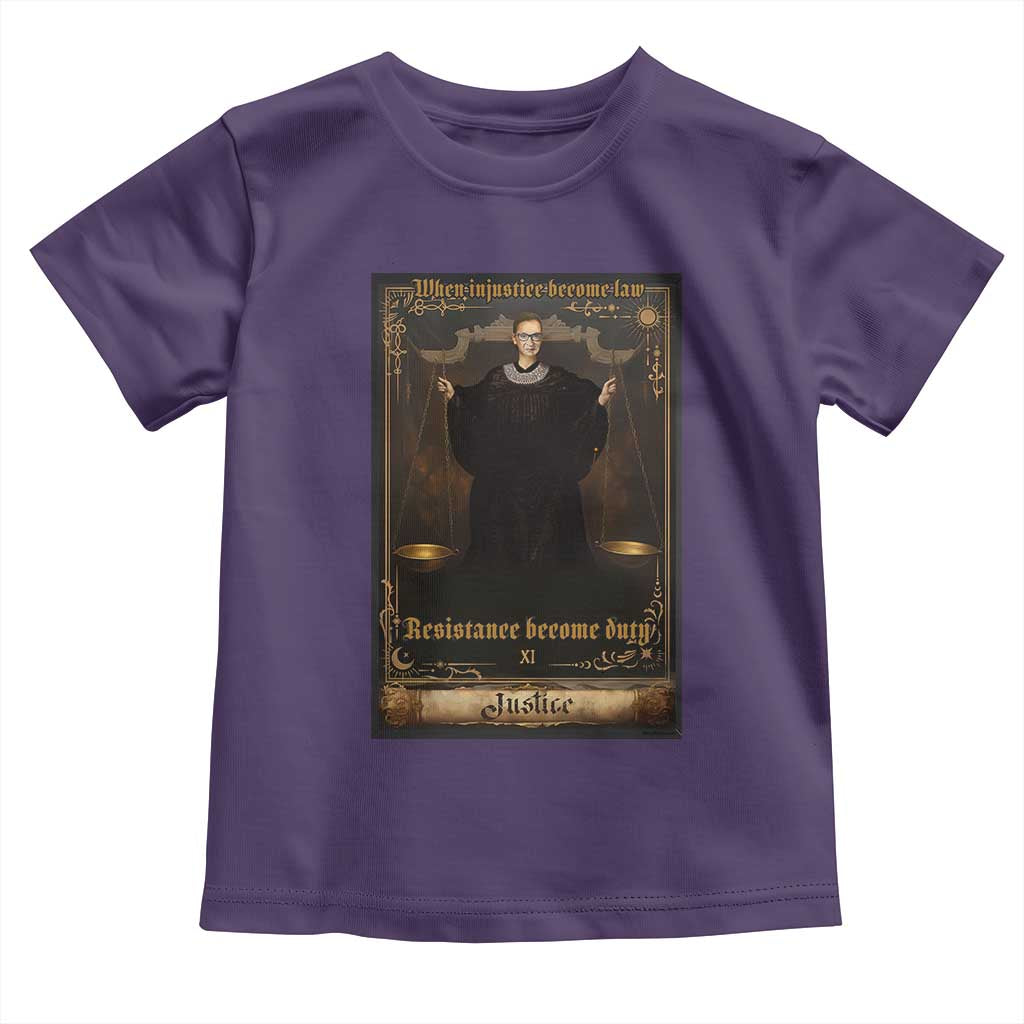 Tarot Card RBG Toddler T Shirt When Injustice Becomes Law Resistance Becomes Duty - Wonder Print Shop