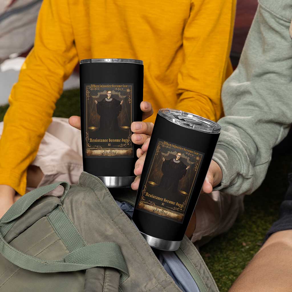 Tarot Card RBG Tumbler Cup When Injustice Becomes Law Resistance Becomes Duty - Wonder Print Shop