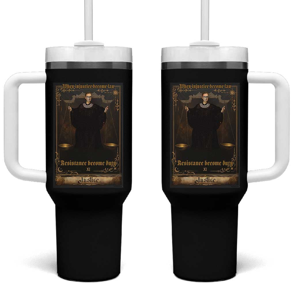 Tarot Card RBG Tumbler With Handle When Injustice Becomes Law Resistance Becomes Duty - Wonder Print Shop