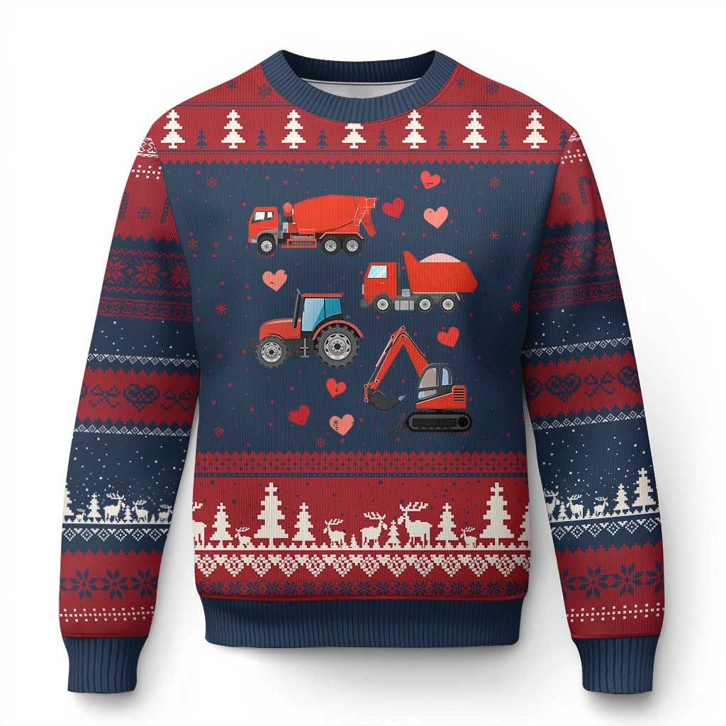 Excavator Construction Ugly Christmas Sweater Car Tractor Truck Lovers - Wonder Print Shop