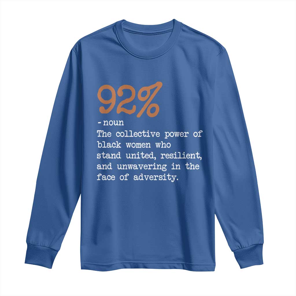 92 Percent Black Woman Power Long Sleeve Shirt The 92% African American Melanin Girls