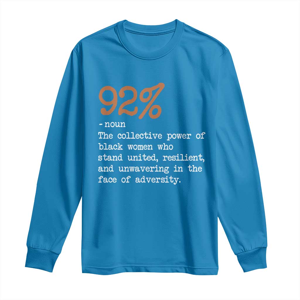 92 Percent Black Woman Power Long Sleeve Shirt The 92% African American Melanin Girls