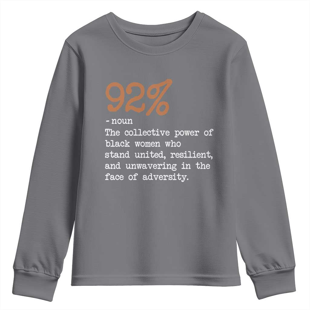 92 Percent Black Woman Power Youth Sweatshirt The 92% African American Melanin Girls