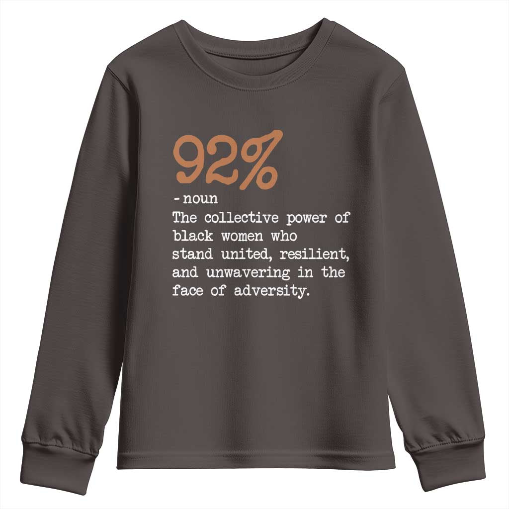 92 Percent Black Woman Power Youth Sweatshirt The 92% African American Melanin Girls
