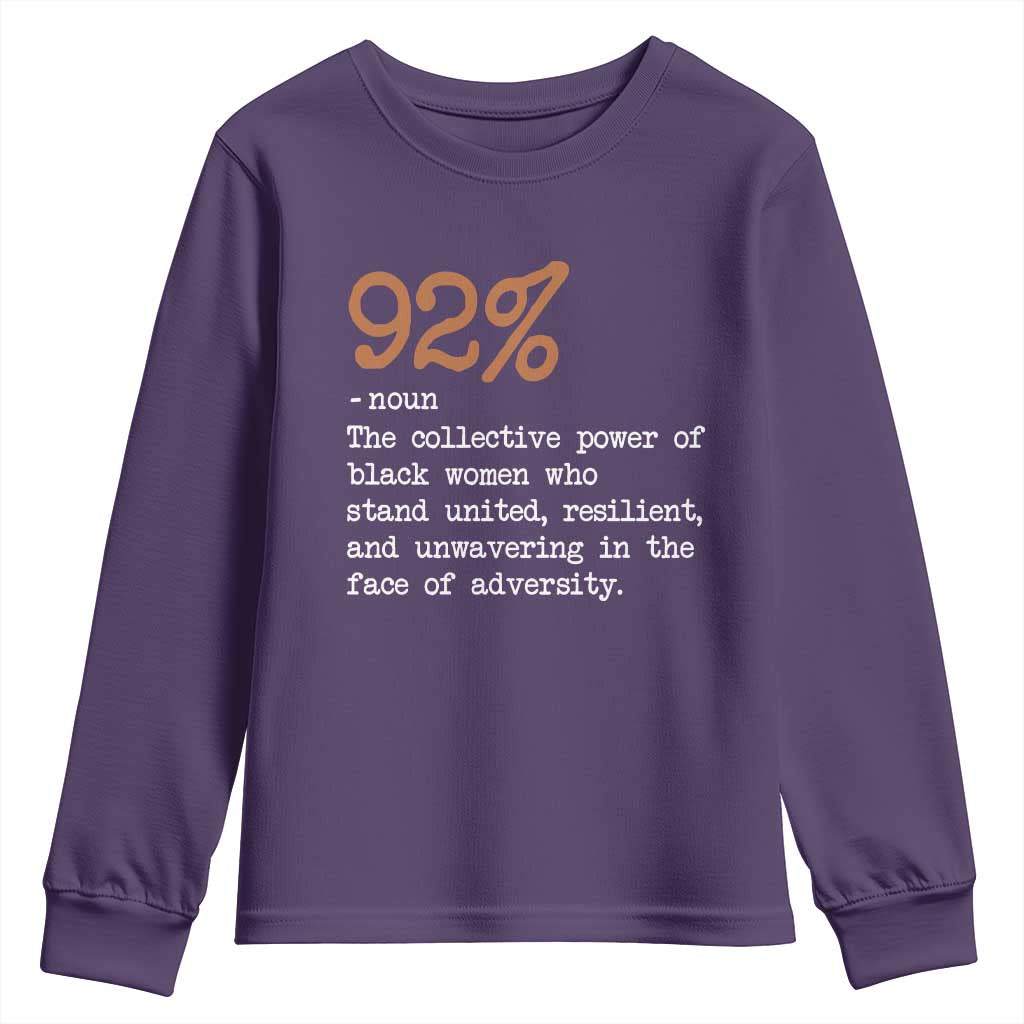 92 Percent Black Woman Power Youth Sweatshirt The 92% African American Melanin Girls