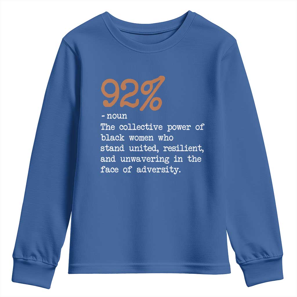 92 Percent Black Woman Power Youth Sweatshirt The 92% African American Melanin Girls
