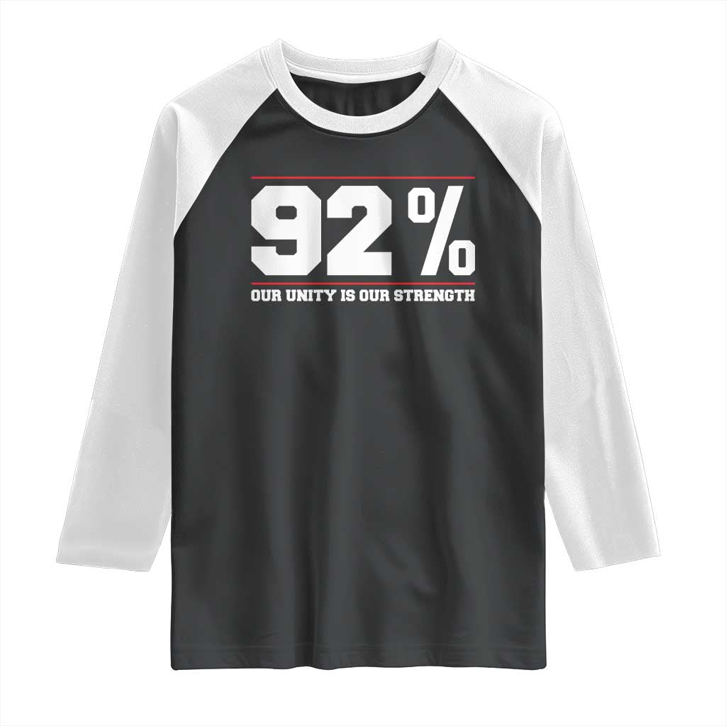 92 Percent Black Woman Power Raglan Shirt 92% Our Unity Is Our Strength