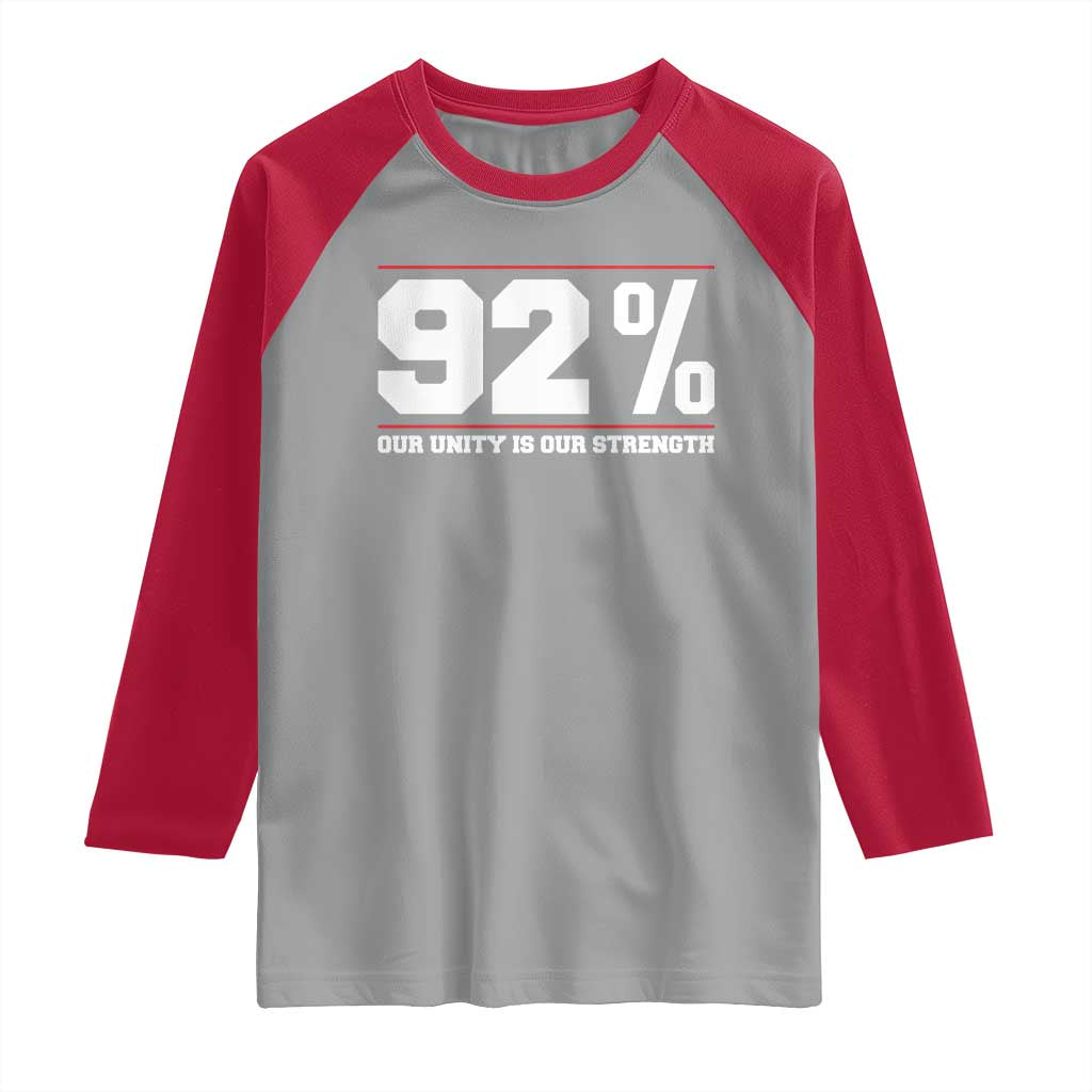 92 Percent Black Woman Power Raglan Shirt 92% Our Unity Is Our Strength