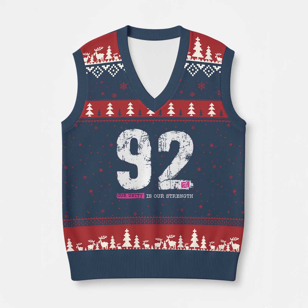 The 92% Black Women Power V-Neck Knit Sweater Vest Black History Month - Wonder Print Shop