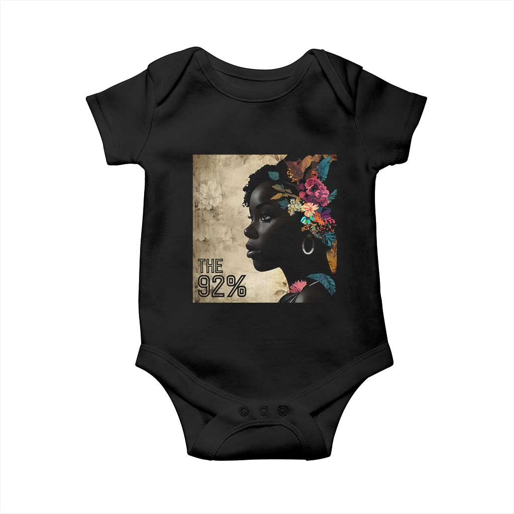 The 92% Black Women Power Baby Onesie 92 Percent Floral Melanin Girls