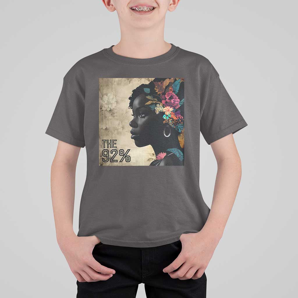 The 92% Black Women Power T Shirt For Kid 92 Percent Floral Melanin Girls