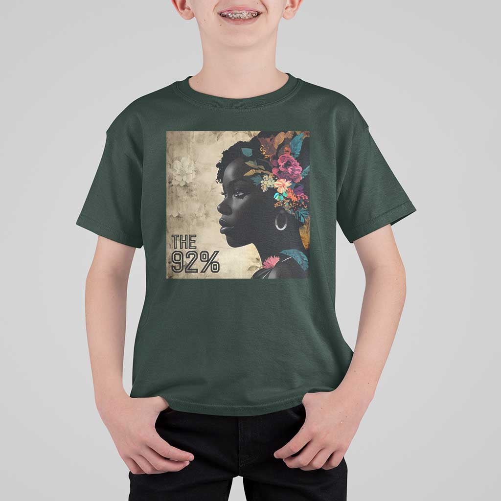 The 92% Black Women Power T Shirt For Kid 92 Percent Floral Melanin Girls