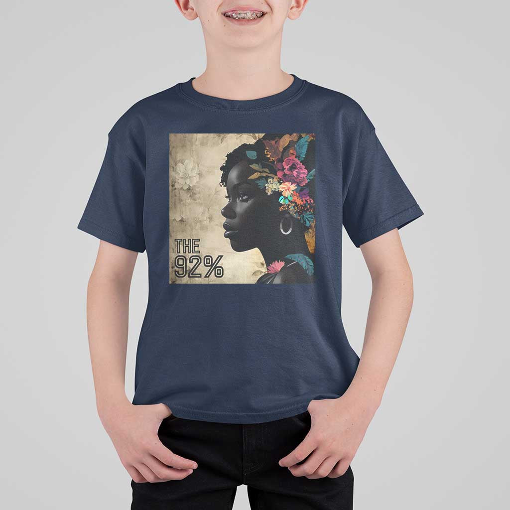 The 92% Black Women Power T Shirt For Kid 92 Percent Floral Melanin Girls