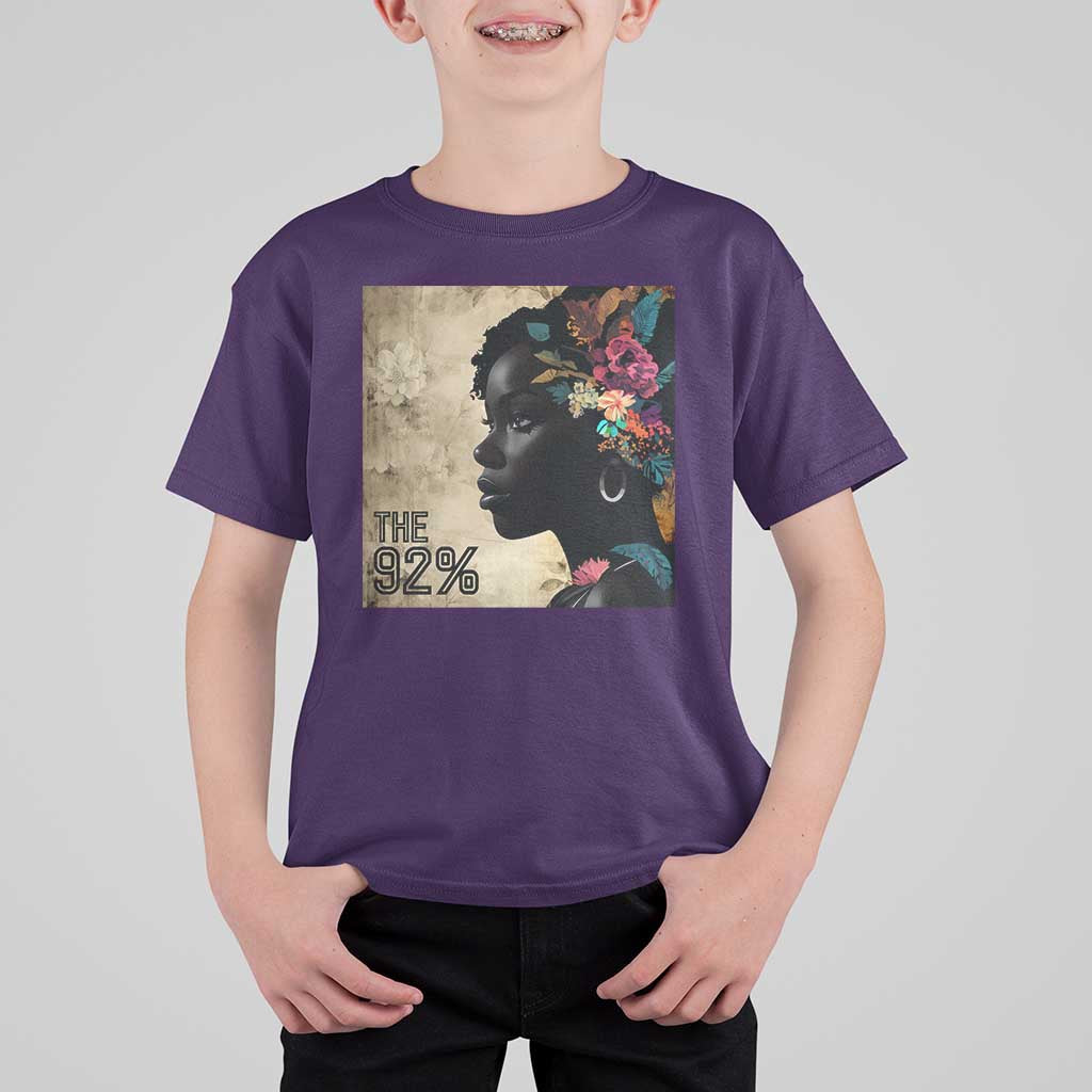 The 92% Black Women Power T Shirt For Kid 92 Percent Floral Melanin Girls