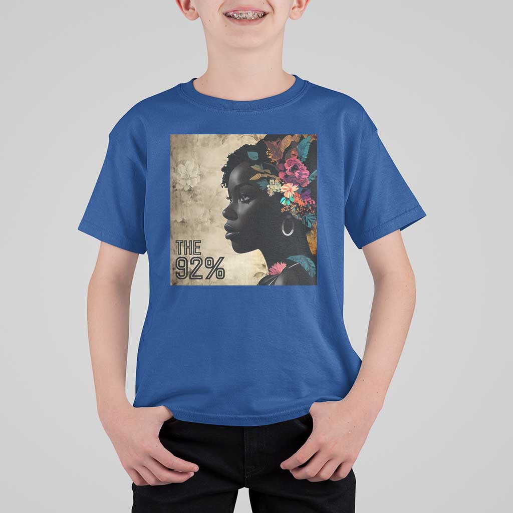 The 92% Black Women Power T Shirt For Kid 92 Percent Floral Melanin Girls