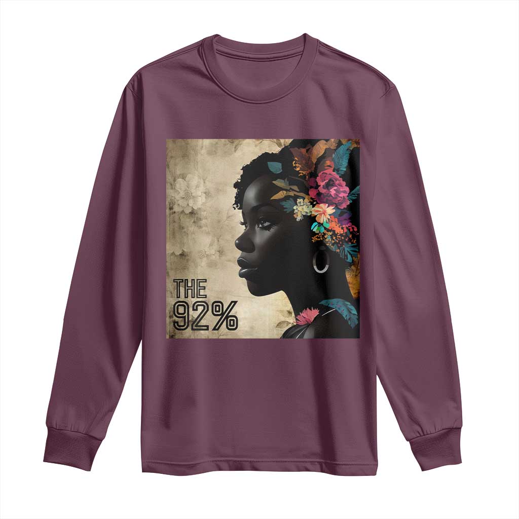 The 92% Black Women Power Long Sleeve Shirt 92 Percent Floral Melanin Girls