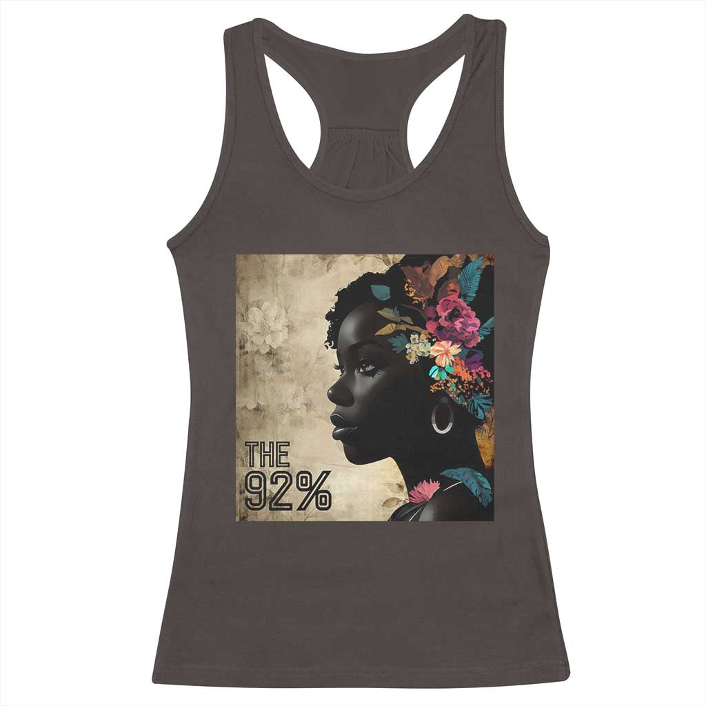 The 92% Black Women Power Racerback Tank Top 92 Percent Floral Melanin Girls
