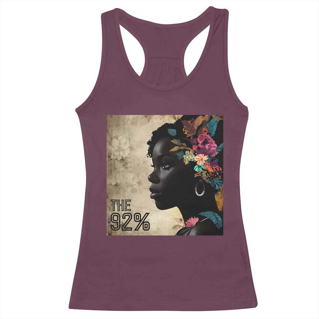 The 92% Black Women Power Racerback Tank Top 92 Percent Floral Melanin Girls