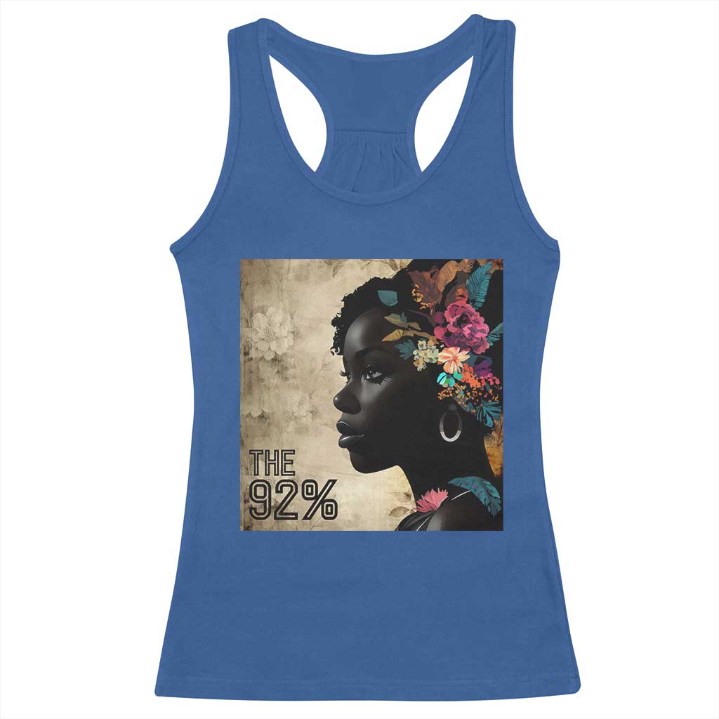 The 92% Black Women Power Racerback Tank Top 92 Percent Floral Melanin Girls