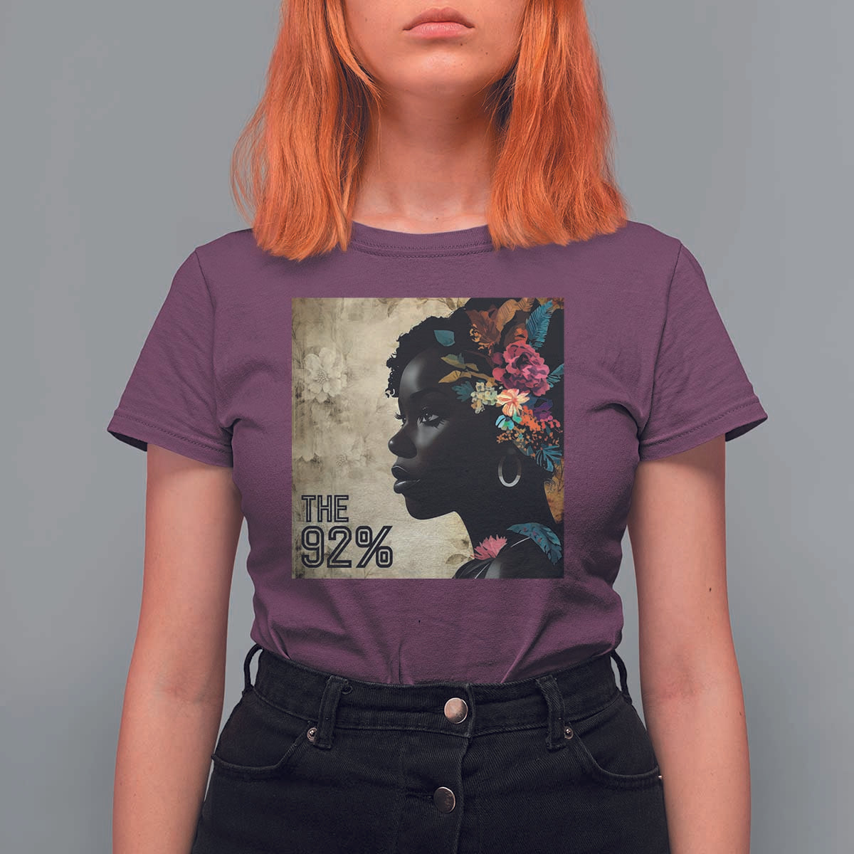 The 92% Black Women Power T Shirt For Women 92 Percent Floral Melanin Girls