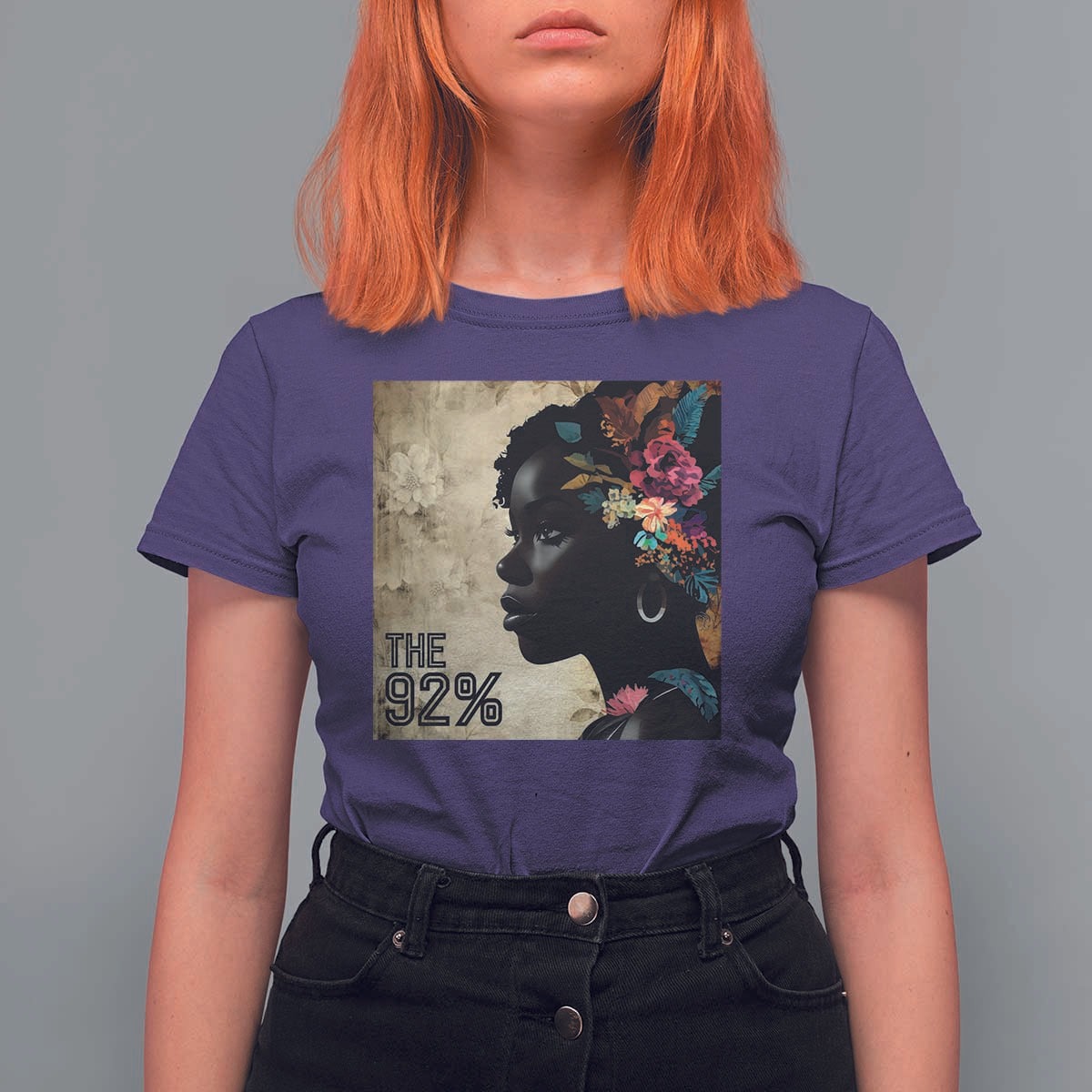 The 92% Black Women Power T Shirt For Women 92 Percent Floral Melanin Girls