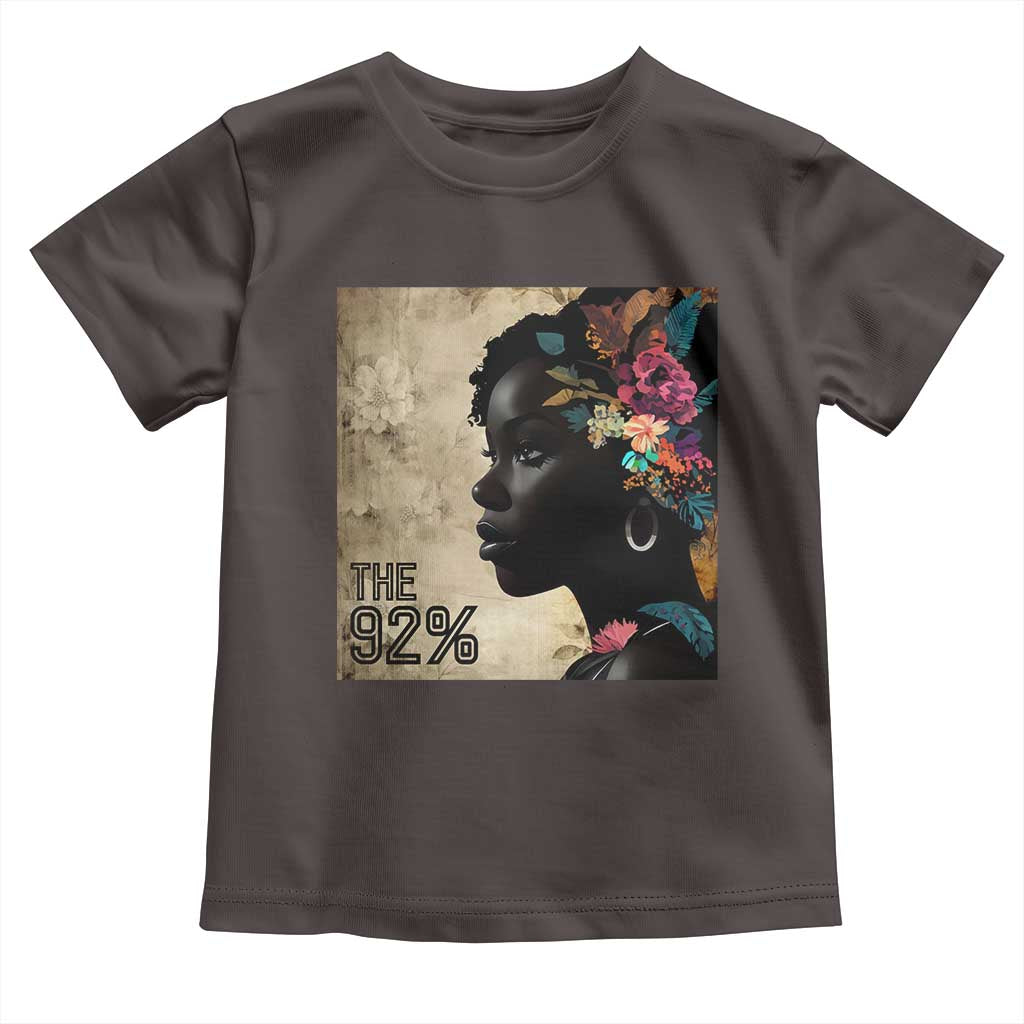 The 92% Black Women Power Toddler T Shirt 92 Percent Floral Melanin Girls