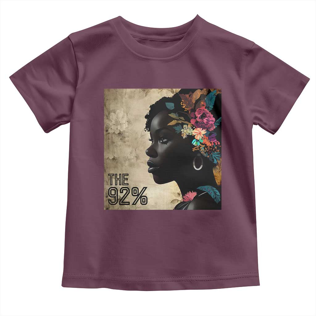 The 92% Black Women Power Toddler T Shirt 92 Percent Floral Melanin Girls