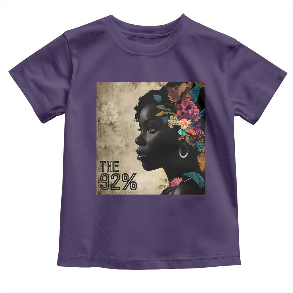 The 92% Black Women Power Toddler T Shirt 92 Percent Floral Melanin Girls