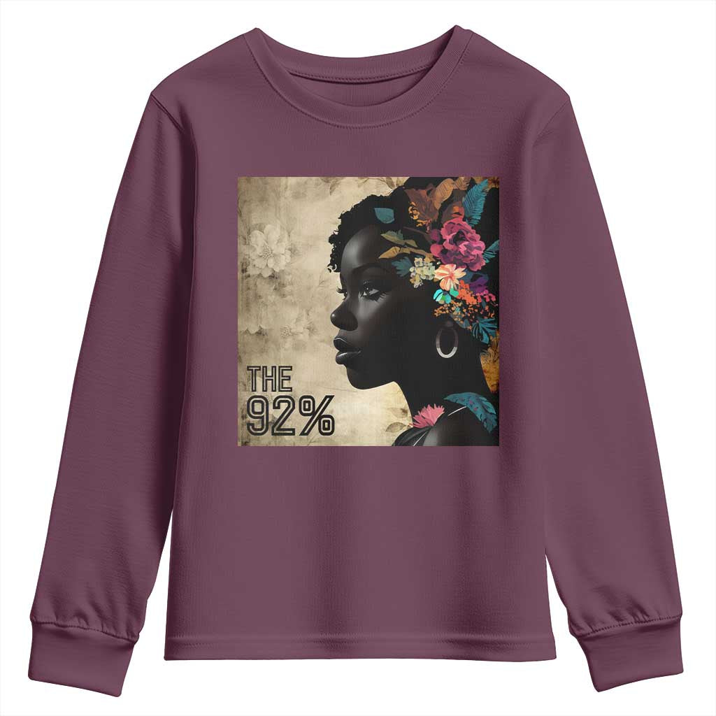 The 92% Black Women Power Youth Sweatshirt 92 Percent Floral Melanin Girls