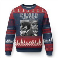 Power To The People Ugly Christmas Sweater Black History Angela Davis Black Panther Party - Wonder Print Shop