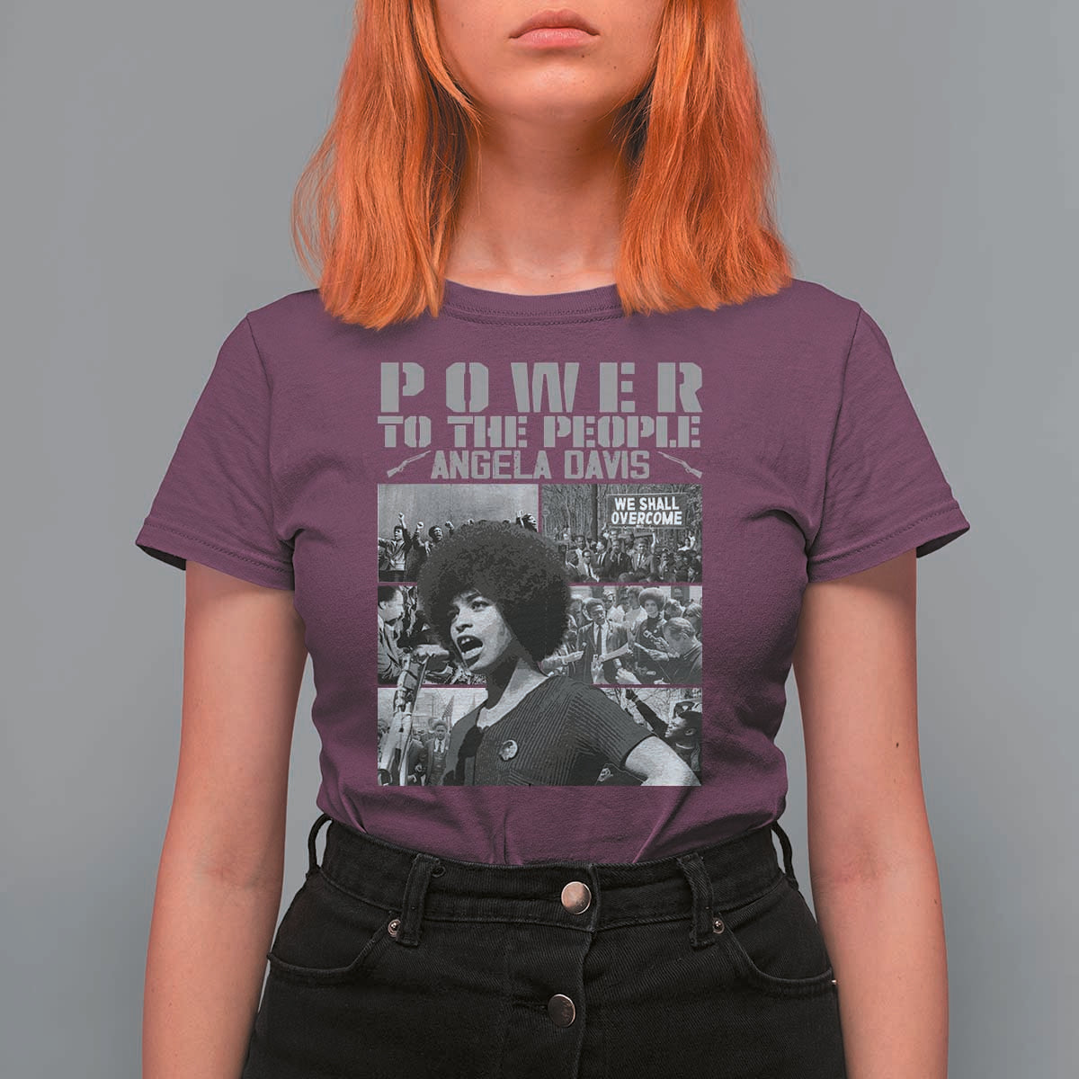 Power To The People T Shirt For Women Black History Angela Davis Black Panther Party - Wonder Print Shop