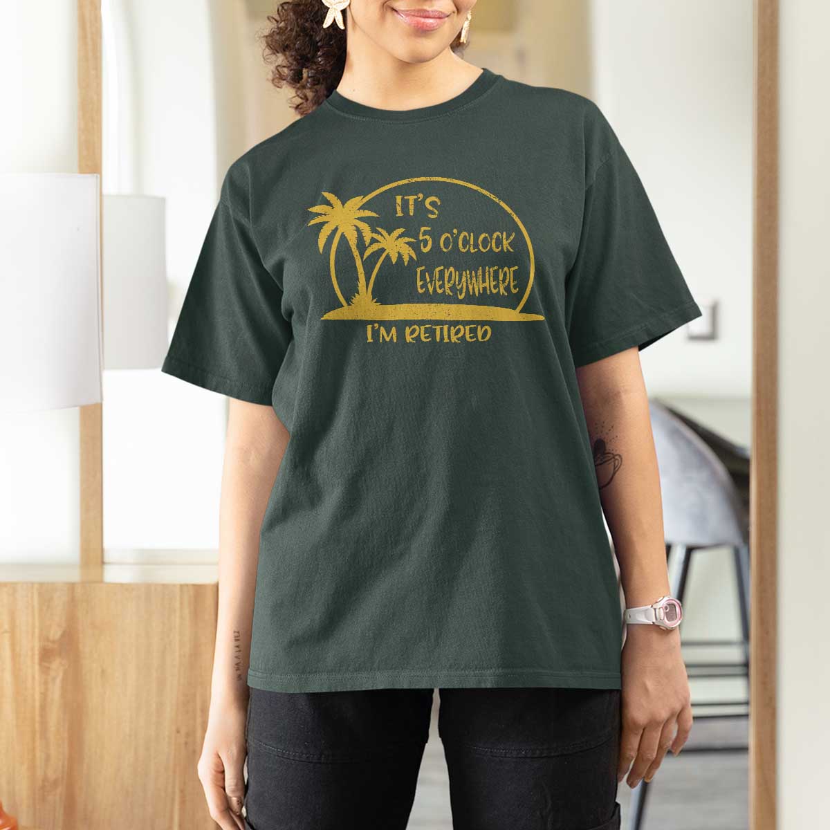 Retirement T Shirt For Women It's 5 O'clock Everywhere I'm Retired Summer Vibes