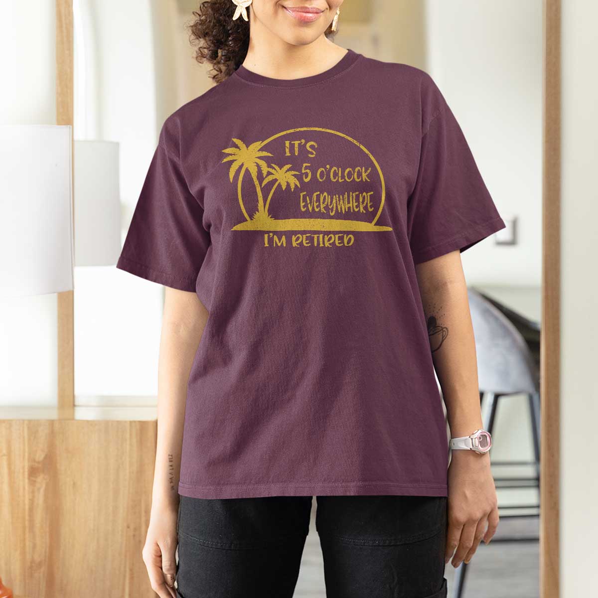 Retirement T Shirt For Women It's 5 O'clock Everywhere I'm Retired Summer Vibes
