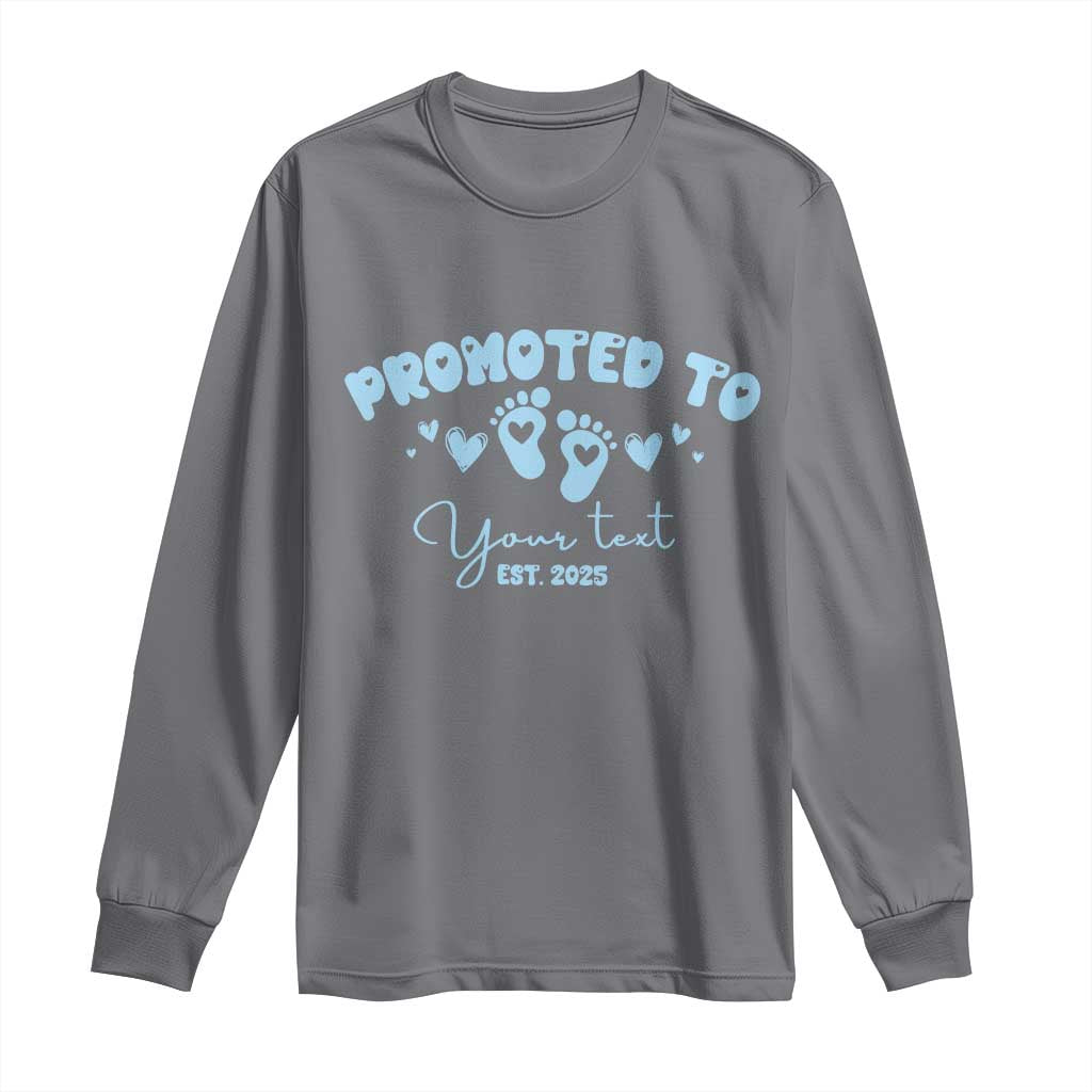 Personalized Gender Reveal Long Sleeve Shirt Custom Text Baby Boy Reveal Blue Family Matching