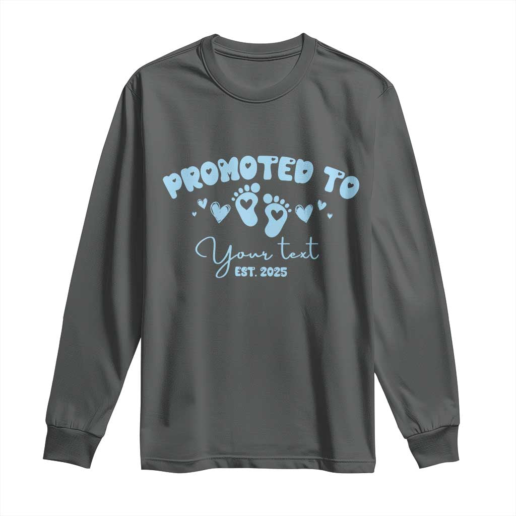Personalized Gender Reveal Long Sleeve Shirt Custom Text Baby Boy Reveal Blue Family Matching